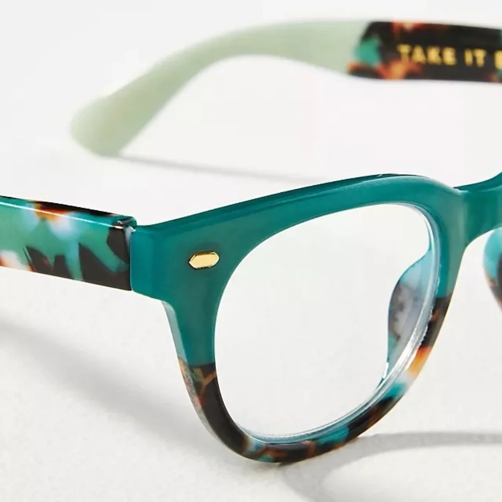 NEW from Anthropologie Take it Easy Teal Blue Light Filtering Glasses +1.25‎